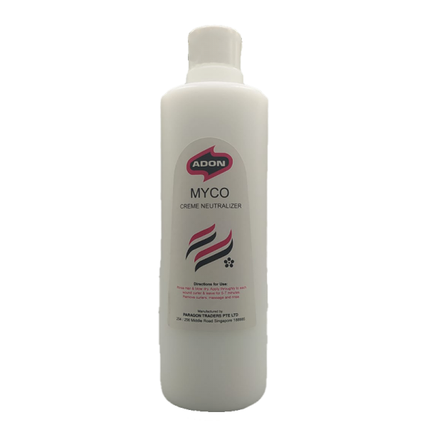 Adon Myco Cream Neutraliser. Step 2 in the hair perming process for locking in curls. Thick creamy texture that ensures non-drip.