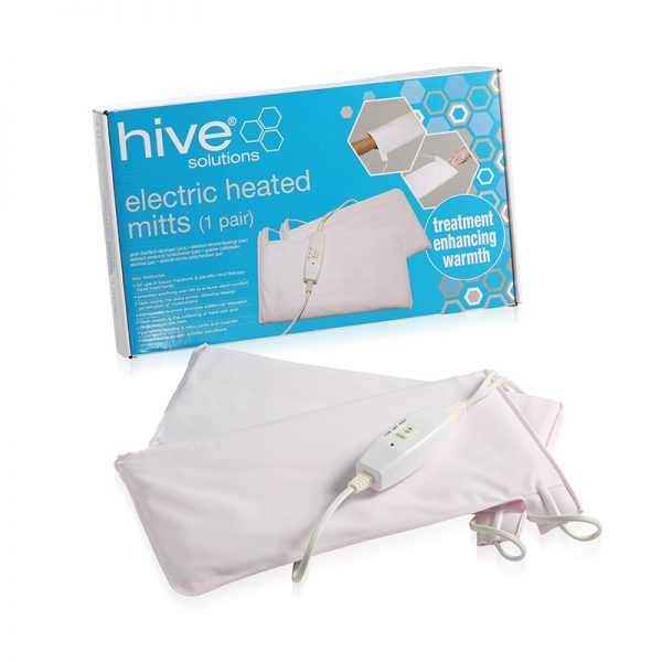 Hive Electric Heated Mitts. Provides extra warmth and comfort during relaxing paraffin heat therapy or luxury manicure treatments. 2 heat settings.