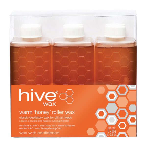 Hive Warm Honey Wax Roller Cartridge. Quick, accurate and hygienic method of wax application without mess. For normal skin and normal/coarse hair.