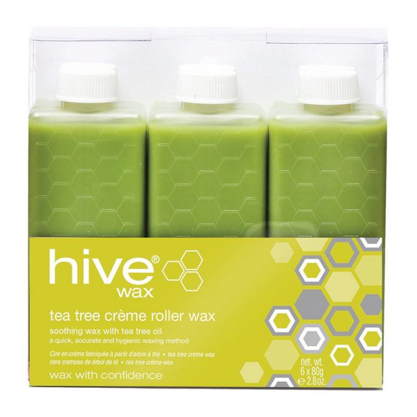 Hive Tea Tree Crème Roller Wax - antiseptic and soothing qualities. Quick, accurate and hygienic method. For normal or problem skin and fine/normal hair.