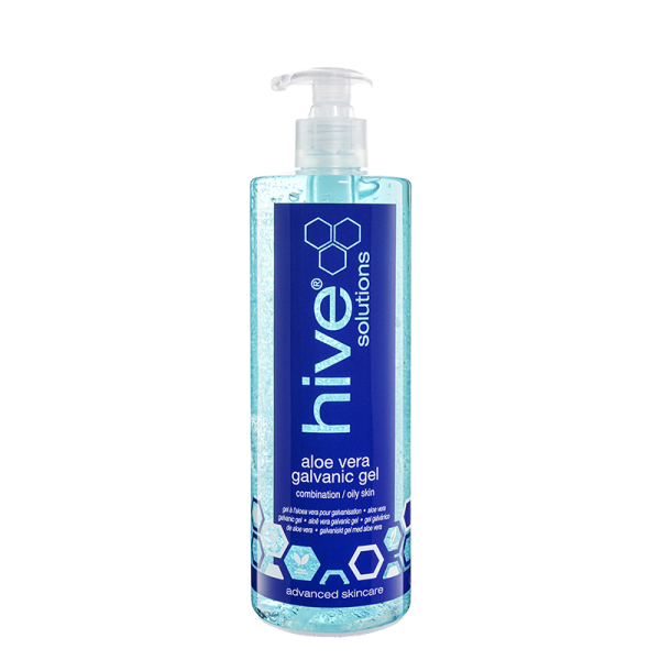 Hive Aloe Vera Galvanic Gel. For combination/oily skin types. For both positive (+) and negative (-) settings during facial galvanic. Promote skin softness.
