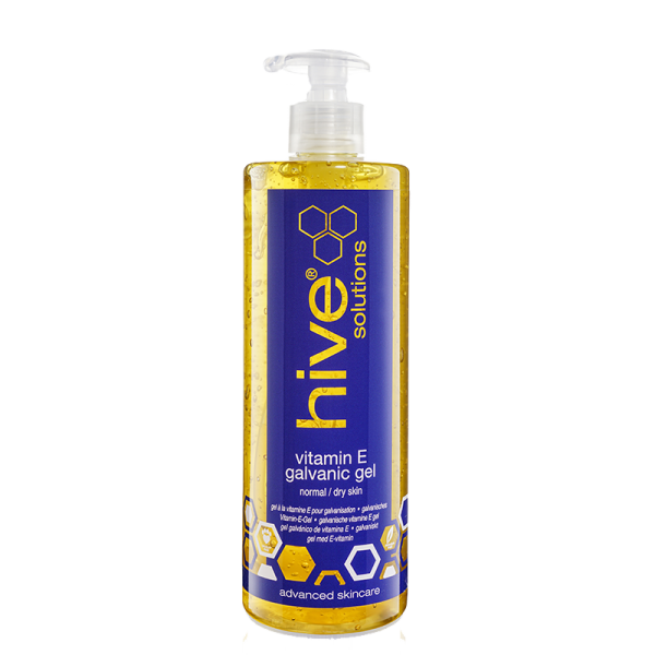 Hive Vitamin E Galvanic Gel. For dry skin types. For both positive (+) and negative (-) settings during facial galvanic. Deep Moisturisation.