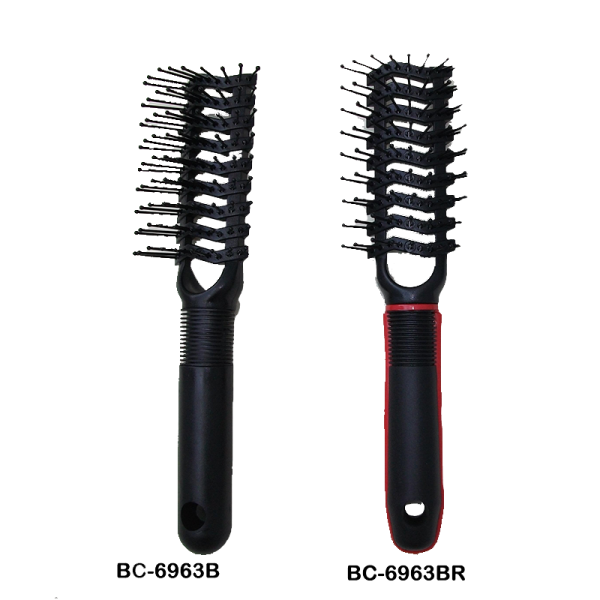 Vent Brushes #6963. Have wider spaced teeth. In combination with a hairdryer, it dries hair quickly compared to other types of brushes. Great styling tool.