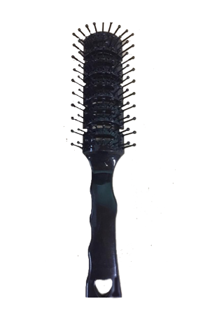 9-Row Vent Brush (Black). Have wider spaced teeth. In combination with a hairdryer, it dries hair quickly compared to other types of brushes. Great styling tool.
