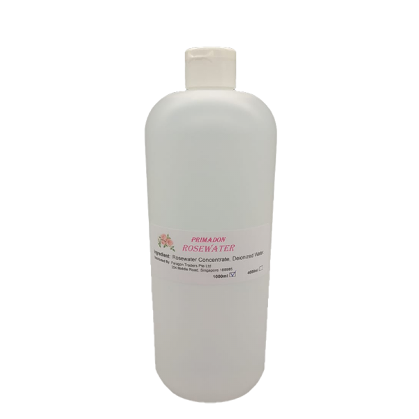 Primadon Rosewater 4L. Ingredient: Rosewater Concentrate, Deionized Water. Soothe Skin Irritation. Reduce Skin Redness. Anti-Aging Properties.