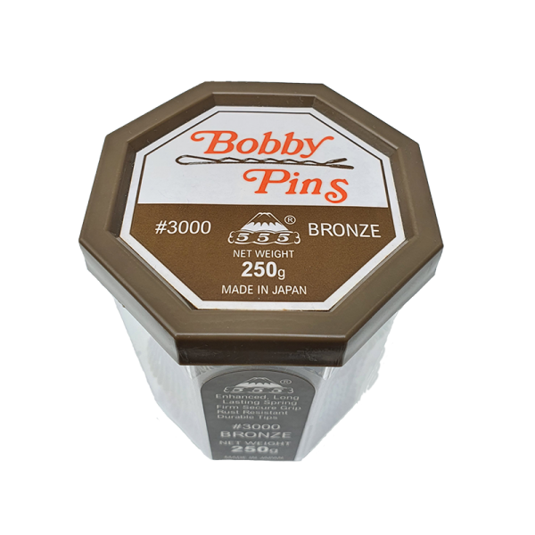 Bronze Wavy Bobby Pins. To clip hair. Enhanced, Long Lasting Spring, Firm Secure Grip, Rust Resistant Durable Tips. 250g. Made in Japan.
