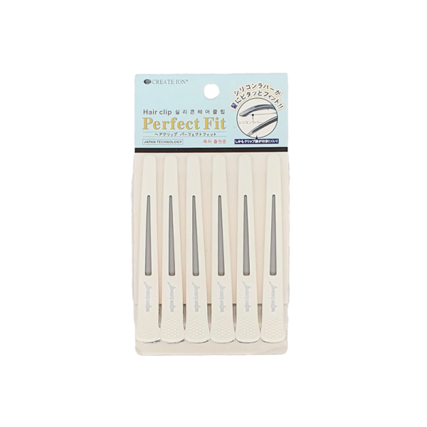 Create Ion Cutting Clip. Silicone band ensures maximum gripping without leaving marks in the hair. Perfect for any hair thickness. 6 per packet.
