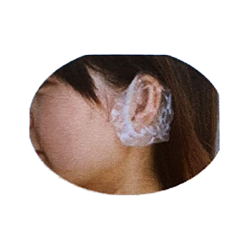 Disposable Ear Covers. Covers and protect ears when colouring or bleaching hair. Good Grip. 100 per pkt. 120mm. Made in Japan.