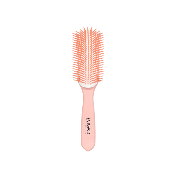 Kigo 9-Row Hair Styling Brush. Used to style hair. 3 Variations: Black, Pink, Orange.