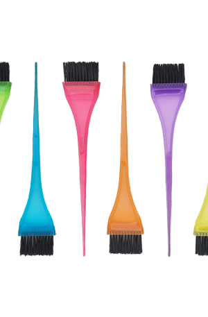 Coloured Small Dye Brushes. Spread colour evenly on hair. Can be used for dyeing, bleaching, highlighting, balayage.