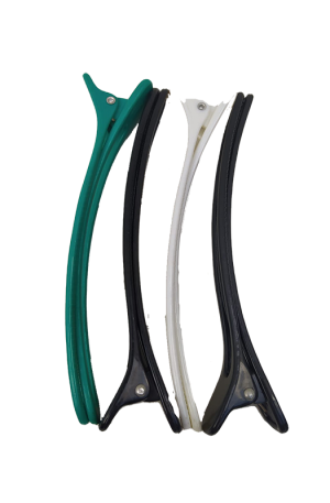 Big Long Cutting Clips. To clip hair. For Hair Salons. 15cm (L), 2cm (W). 0.05 KG (comes in a pack of 4 - 1 green, 1 white, 2 black).